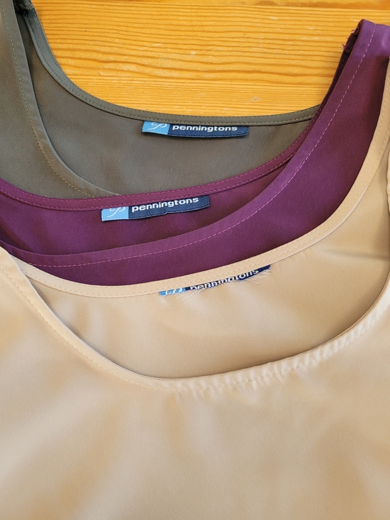 Penningtons Tops - Bundle of 3 Penningtons Sleeveless Blouse Tank Tops, Beige, Plum, Olive, Size 22